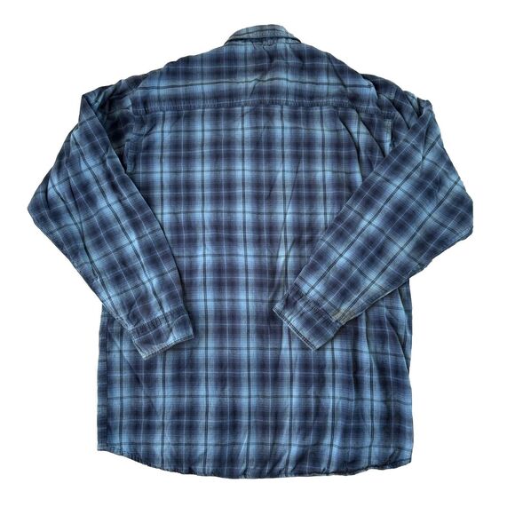 Faded Glory Mens Blue Lined Plaid Long Sleeve Cotton Flannel Shirt Size Medium - Picture 2 of 16